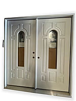 White Fiberglass Therma-Tru - Smooth Star 72"x80" Double Door - Model: S6117_C - Left Hand Inswing